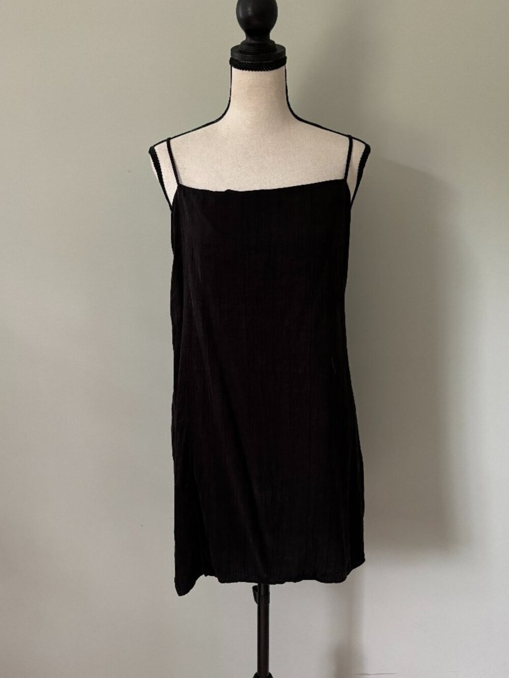 Zara Black Textured Slip Mini Dress Medium Like New